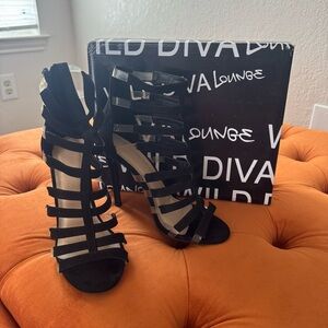 Wild Diva Elegant Black Strappy Heels